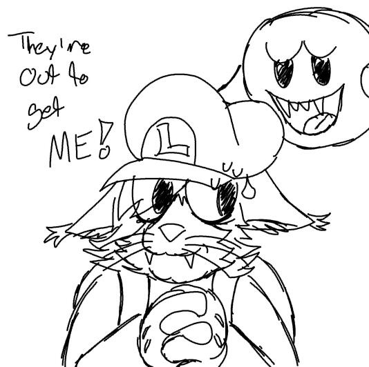 My fursona in Luigi's Mansion, OoOOoO!